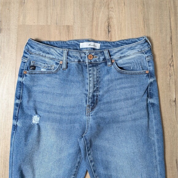 Kancan Blue Jeans Size 29X32 Flare High Rise Distressed Stretch - Picture 6 of 11